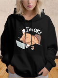 Women's Hoodie Im Ok Lazy Sleeping Cat On Laptop And Desk Chair Hoodie