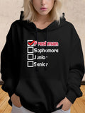 Women's Hoodie Freshman Checkbox With White Text And Red Highlight Design Hoodie