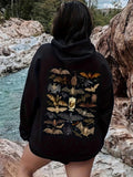 Women's Hoodie Nature Scene With Many Detailed Bats On A Black Hoodie Bat