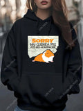 Women's Hoodie Sorry My Guinea Pig Ate My Homework Cute Cartoon Style Guinea Pig
