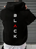 Men's Hoodie Vertical Modern Letters Graphic Monochrome Black Hoodie
