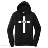 Women's Hoodie Saved Bold White Cross With Simple Typography Design Hoodie