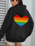 Women's Hoodie Vibrant Rainbow Stripes Forming A Pixelated Colorful Heart