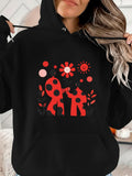 Women's Hoodie Red Abstract Nature With Sun And Flowers Ladybug
