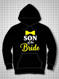 Men's Hoodie Son Of The Bride With Yellow Bowtie And Playful Wedding Lettering Hoodie