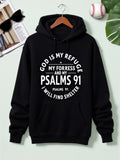Men's Hoodie God Is My Refuge My Fortress Psalms 91 White Print Artistic Hoodie