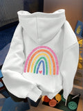 Women's Hoodie Sparkling Multicolored Rainbow With Little Pink Heart Hoodie