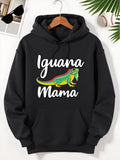Men's Hoodie Iguana Mama Colorful Lizard With Tropical Leaves Hoodie