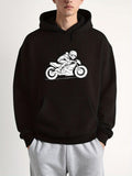 Men's Hoodie Dynamic Rider Speed Lines Racing Through The Urban Night Motorcycle