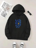 Men's Hoodie Unique Yellow Figure Among Blue Shapes Graphic Hoodie