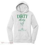 Women's Hoodie Dirty Thirty With Cocktail Glass And Splashing Olives Martini