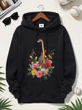 Men's Hoodie Vintage Florals Among Colorful Blossoms And Lush Greenery Dinosaur