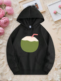 Men's Hoodie Fresh Summer Drink With Pink Straw In Coconut