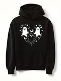 Men's Hoodie Spooky Floating Ghosts Surrounded By Crescent Moons And Stars Ghost
