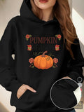 Women's Hoodie Pumpkin Surrounded By Autumn Flowers And Delicate Leaf Accents Pumpkin