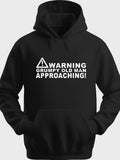 Men's Hoodie Warning Text Bold Statement On Plain Black Hoodie