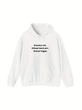 Men's Hoodie Control Character Courage Minimal Lettering Under Soft White Light Hoodie