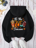 Women's Hoodie Its The Season With Pumpkins Fallen Leaves Coffee Football