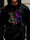 Men's Hoodie Vivid Neon Swirling Hues Forming Curling Tentacles Octopus