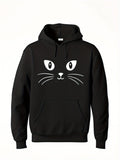 Men's Hoodie Playful Whiskers And Curious Eyes Cat Face Hoodie