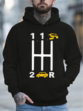 Men's Hoodie Yellow Cars With Playful Manual Gear Shift Pattern