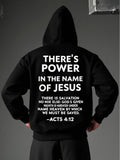 Men's Hoodie Theres Power In The Name Of Jesus Miraculous Words In Bold White Letters Hoodie