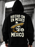 Men's Hoodie Sombrero Skull With Flames Under Urban Concrete Structure Skull