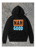 Men's Hoodie Bright Orange And Blue Lettering With Block Shape Sweatshirt