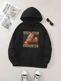 Men's Hoodie Badminton Court With Racket Feathers Shadows And Dynamic Movement Badminton