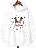 Men's Hoodie Merry Christmas Antlers And Snowflakes With Winter Holiday Spirit