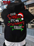 Men's Hoodie Dear Santa With Festive Hat And Jolly Christmas Lettering