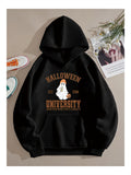 Men's Hoodie Halloween University With Spooky Ghost And Playful Autumn Pumpkin Hoodie