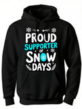 Men's Hoodie Proud Supporter Of Snow Days With Snowflakes And Festive Winter Motifs Hoodie