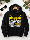 Men's Hoodie Drumline Mallets Bass Percussion And Xylophone Black Hoodie