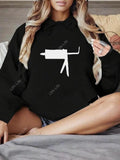 Women's Hoodie Minimalist Monochrome Kitchen Tool Illustration Sausage Maker