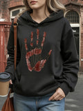 Women's Hoodie Bloody Red Streaks Forming A Eerie Marked Handprint