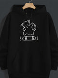 Men's Hoodie Playful Cat Jumping Over A Rolling Skateboard