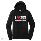 Women's Hoodie I Love My Grandmamma Bold White Letters With Red Heart On Hoodie