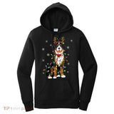 Women's Hoodie Festive Holiday Lights And Antlers On Cute Bernese Mountain Dog