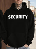 Men's Hoodie Security Large Bold White Letters On Plain Black Hoodie Security