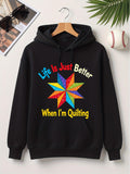 Men's Hoodie Life Is Just Better When Im Quilting Colorful Patchwork Star Hoodie
