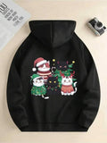 Men's Hoodie Festive Holiday Celebration With Playful Cats Wearing Christmas Accessories