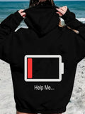 Women's Hoodie Help Me With Low Power Battery Under Sunny Beach