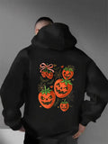 Men's Hoodie Playful Autumn Leaves Dancing Around Carved Pumpkin Faces