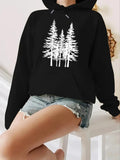 Women's Hoodie Misty Morning Landscape With Tall Pine Trees Forest