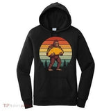 Women's Hoodie Vintage Sunset With Trees Featuring A Retro Walking Bigfoot