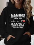 Women's Hoodie Addiction Recovery With Heartbeat Line And Inspirational Message Hoodie