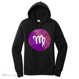 Women's Hoodie Purple Cosmic Glow With Zodiac Astrological Symbol Virgo