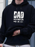 Men's Hoodie Life Is Best Life With Child Silhouette And Star Dad