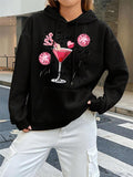 Women's Hoodie Vibrant Cocktail With Pink Slices Ice And Fruit Garnishes Glass